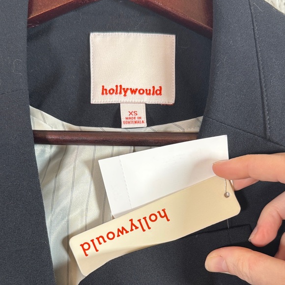 NWT Hollywould Black Women's Padded Shoulder Blazer Jacket Size XS - Picture 2 of 8